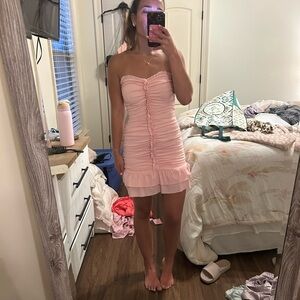 Elegant Pink Strapless Dress